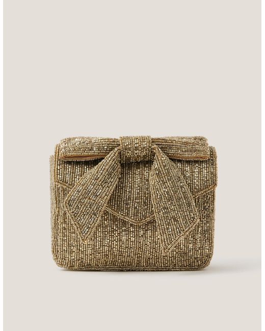 Monsoon Natural Bella Beaded Bow Bag