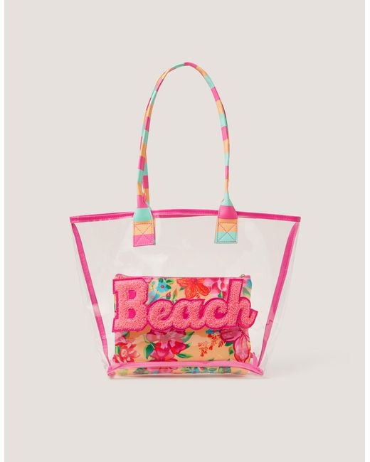 Monsoon Pink Clear Tropical Beach Bag
