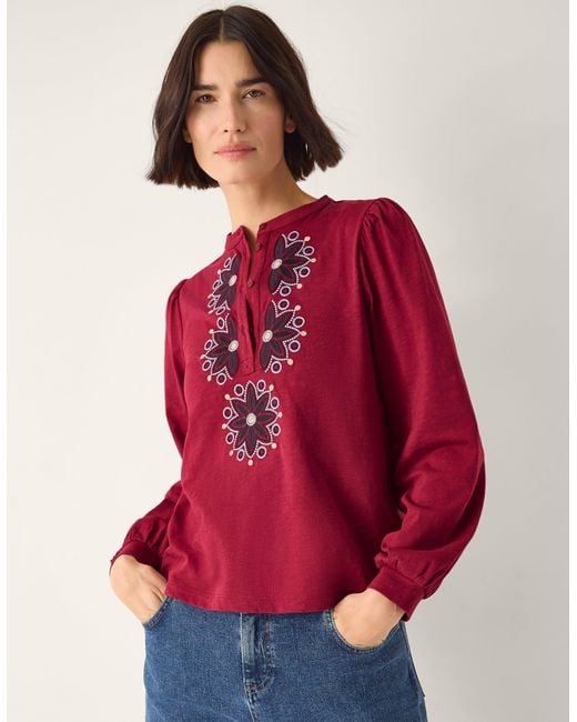 Monsoon Esme Embroidered Jersey Blouse