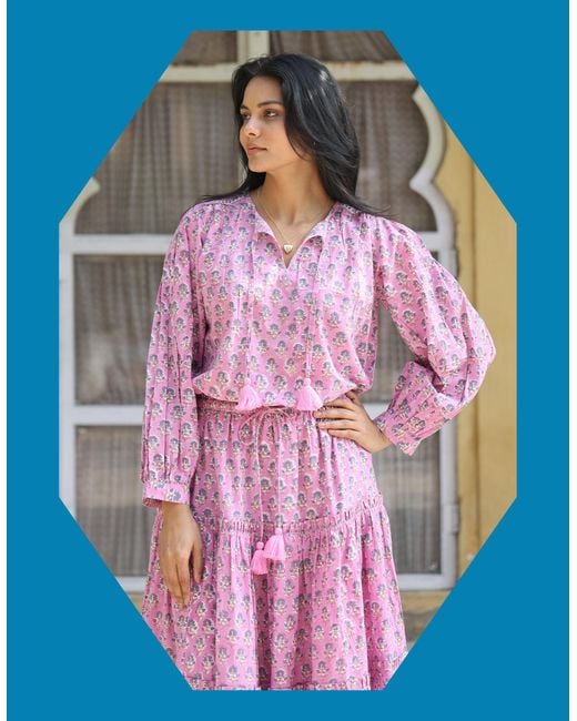 Monsoon Dilli Grey Nina Floral Blouse Pink