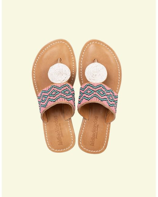 Monsoon Laidback London Heron Beaded Leather Sandals Pink