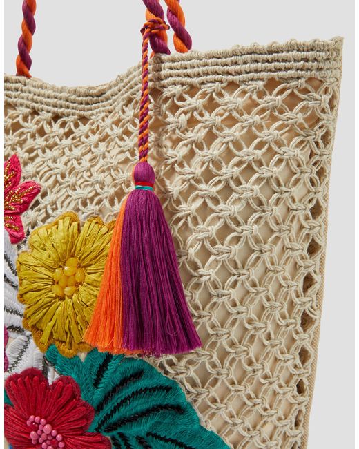 Monsoon Multicolor Zoe Embroidered Crochet Tote Bag