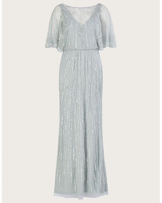 Monsoon White Elizabeth Embellished Maxi Dress Green