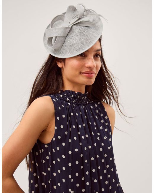Monsoon Blue Lynelle Bow Disc Fascinator Silver