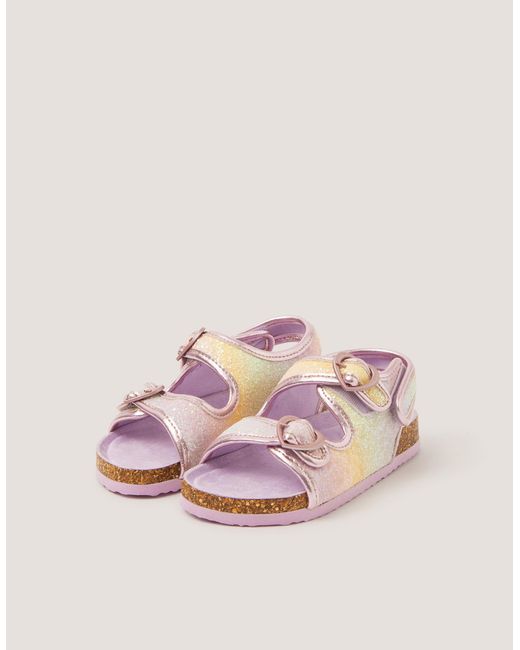 Monsoon Pink Rainbow Heart Buckle Sandals Multi