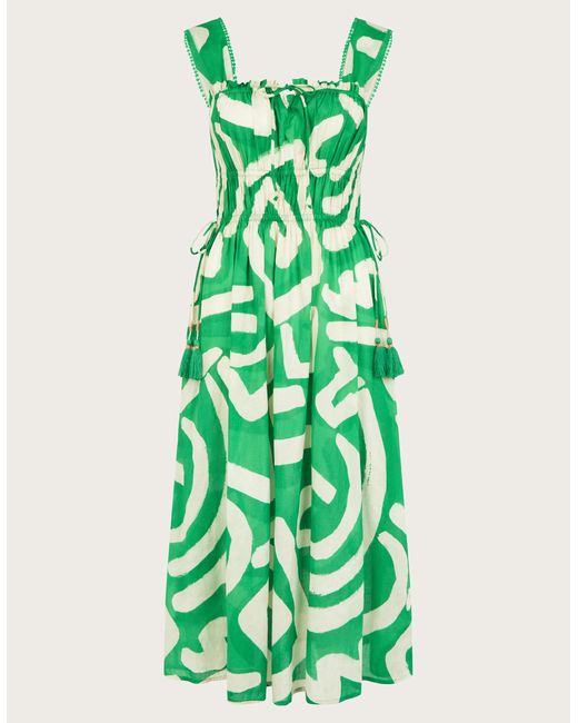 Monsoon Demi Abstract Print Sundress Green