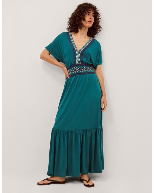 Monsoon Green Jacqui Jersey Midi Dress