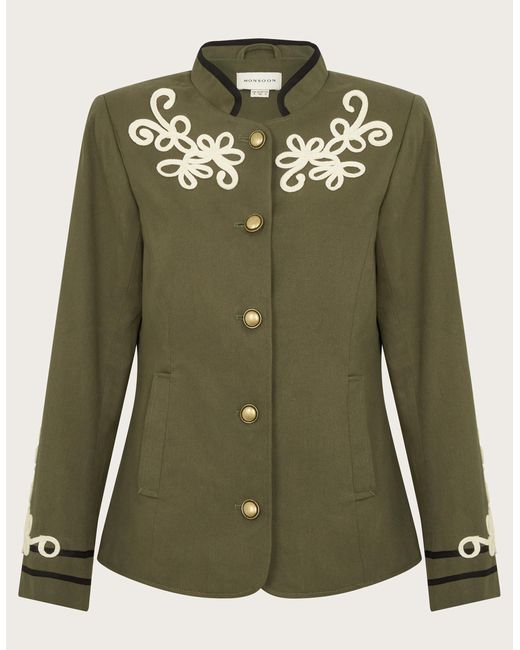 Monsoon Eden Cornelli Embroidered Jacket Green