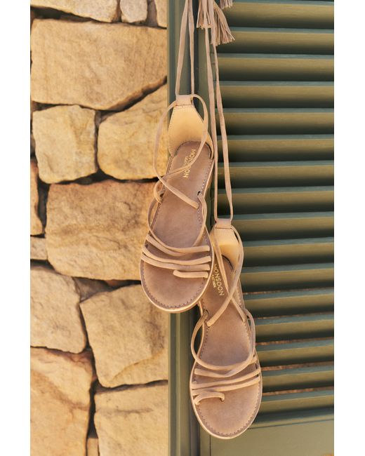 Monsoon Gia Tassel Strap Suede Sandals Natural