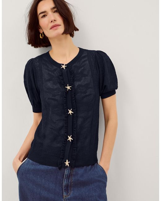 Monsoon Sam Starfish Button Cardigan Blue