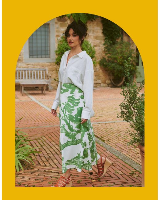 Monsoon Yellow One Hundred Stars Giant Willow Print Maxi Skirt Green