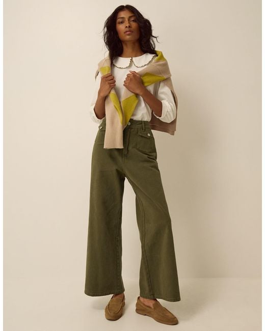 Monsoon Natural Gina Wide Leg Jeans Green