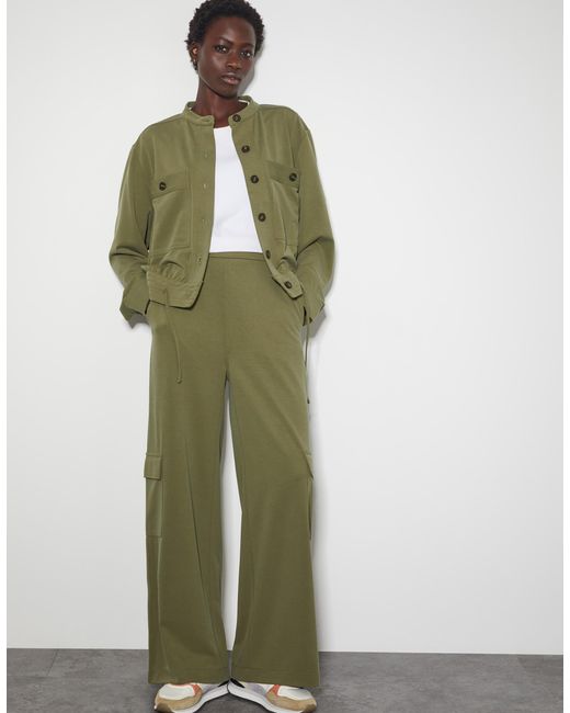 Monsoon Una Wide Leg Utility Trousers Green