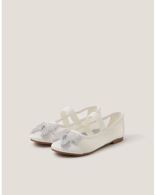 Monsoon Natural Butterfly Mesh Ballet Flats Ivory
