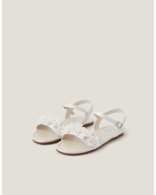 Monsoon Natural Pearl Flower Sandals Ivory