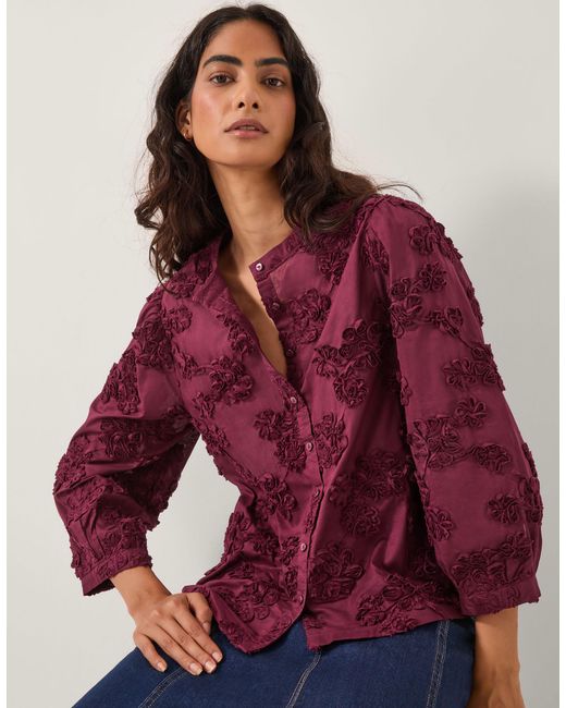 Monsoon Blair Floral Appliqué Blouse Red