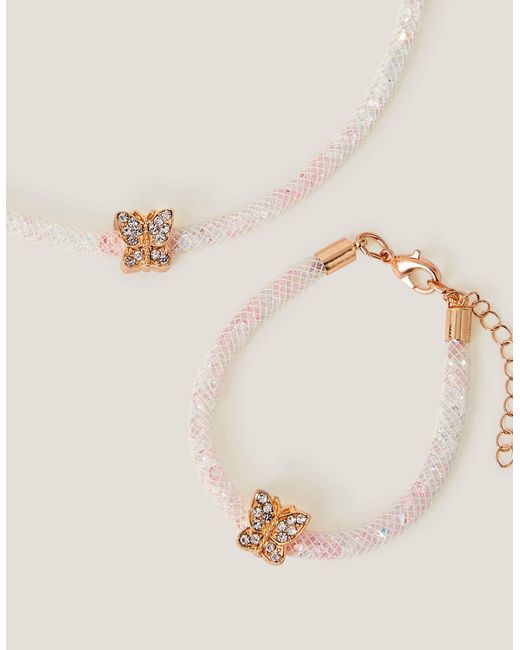 Monsoon Natural Butterfly Tube Necklace And Bracelet Set