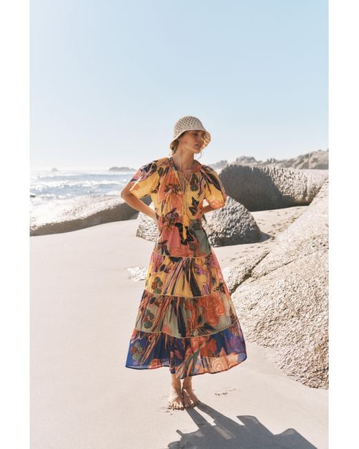 Monsoon Carmen Floral Tiered Midi Dress Multi