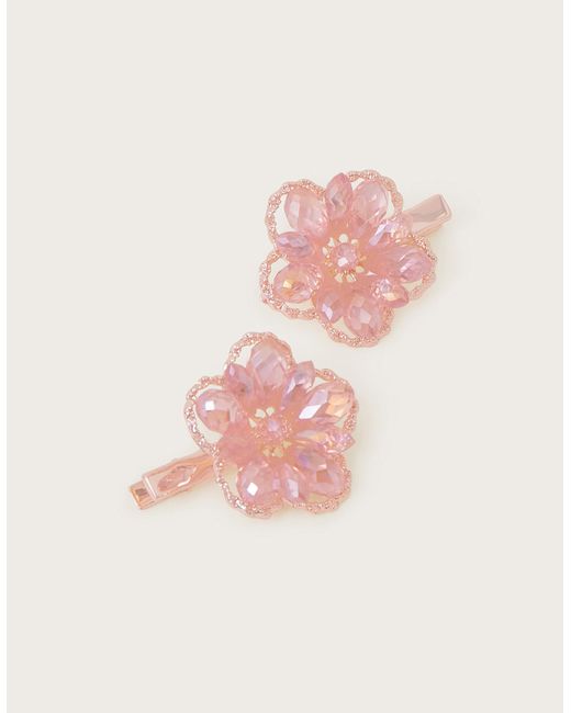 Monsoon Pink 2-pack Jewel Encrusted Flower Clips