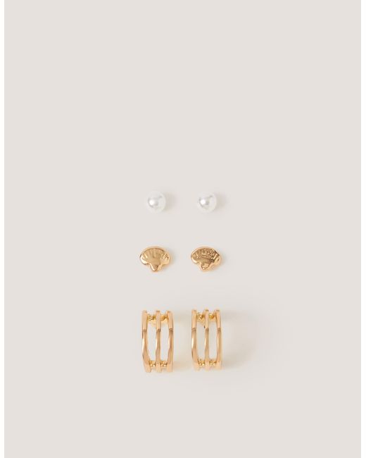 Monsoon Natural 3-pack Shell Stud & Hoop Earrings