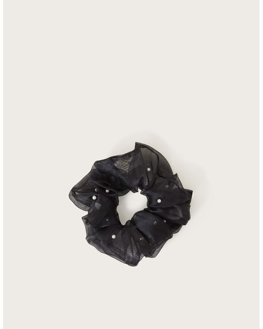 Monsoon Black Oversized Pearl Scrunchie