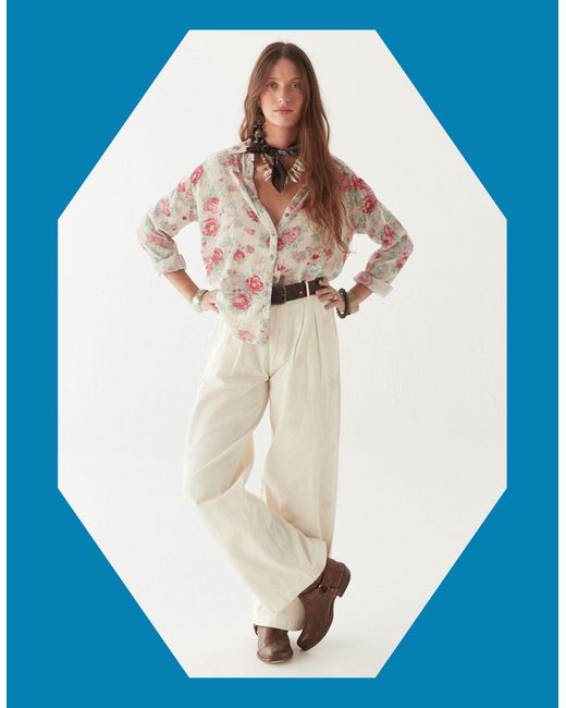 Monsoon Blue Maison Hotel Lolo Straight-leg Trousers Ivory