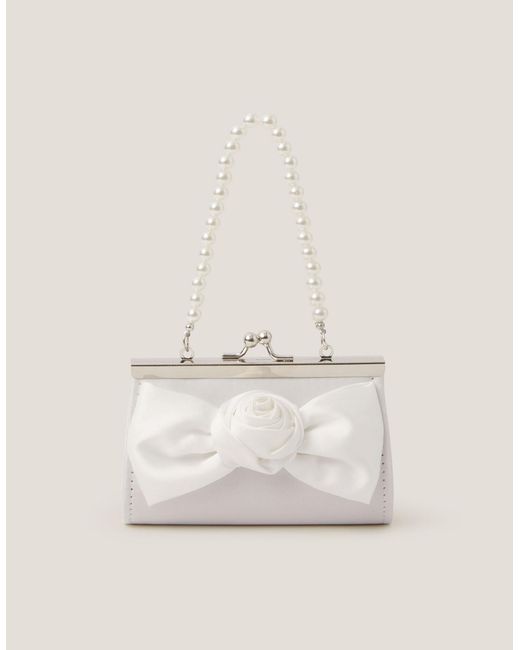 Monsoon Natural Satin Rose Bow Mini Bag Ivory