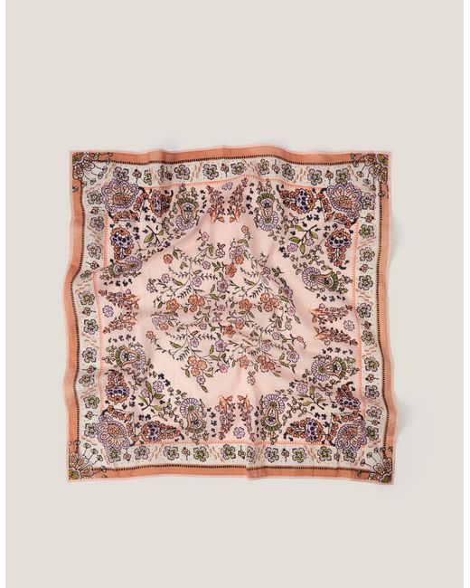 Monsoon Pink Ines Floral Square Cotton Scarf