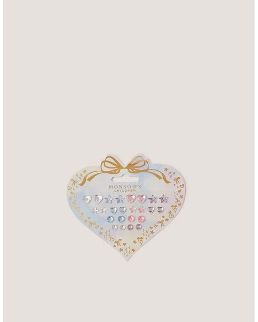 Monsoon White 12-pack Gemstone Stick On Earrings
