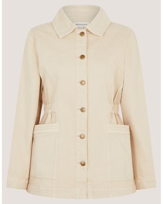Monsoon Mabel Longline Denim Jacket Natural