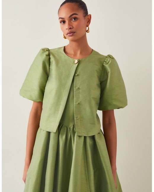 Monsoon Mya Puff-sleeve Jacket Green