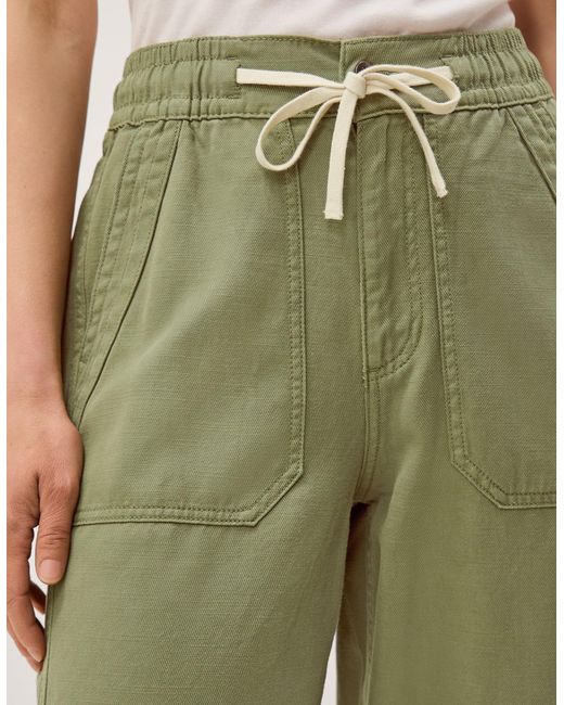 Monsoon Megan Cropped Barrel Trousers Green