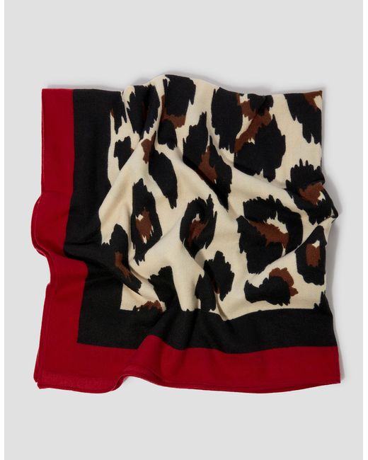 Monsoon Red Leopard Print Border Scarf