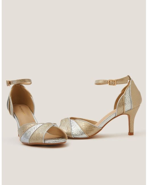 Monsoon Natural Meg Metallic Two Tone Heels Gold