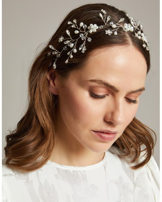 Monsoon Brown Diamante Floral Embellished Headband