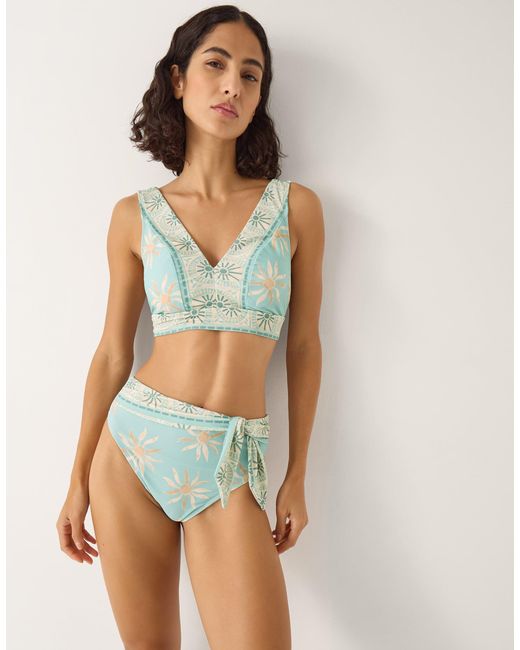 Monsoon Tashie Sun Print High Waist Bikini Bottom Blue