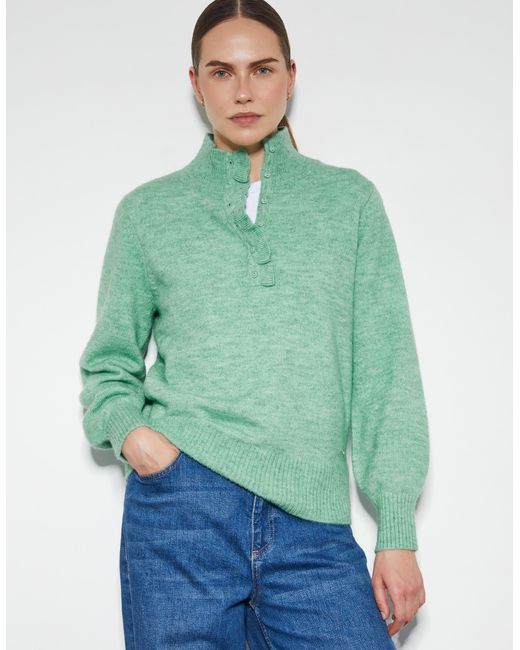 Monsoon Connie Half Button Jumper Green