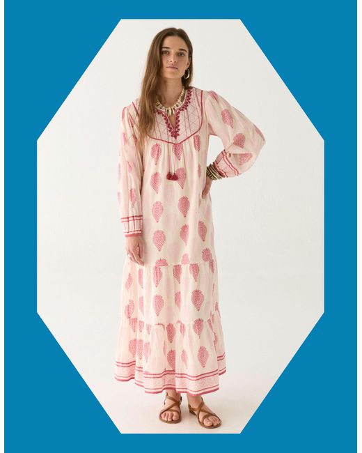 Monsoon Blue Maison Hotel Layla Print Midi Dress Pink