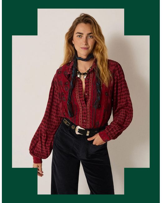 Monsoon Maison Hotel Emilie Floral Shirt Red