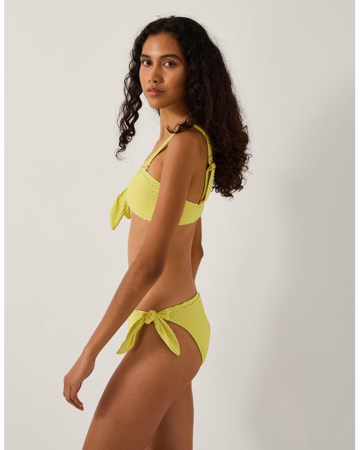 Monsoon Yellow Alina Rib Tie-side Bikini Bottom Green