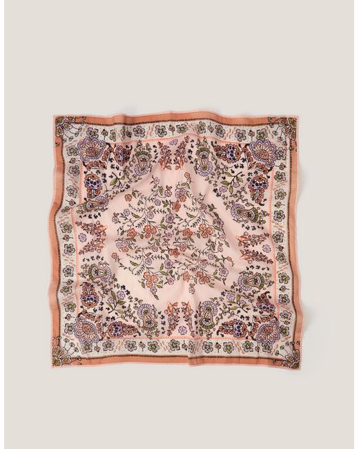 Monsoon Pink Ines Floral Square Cotton Scarf