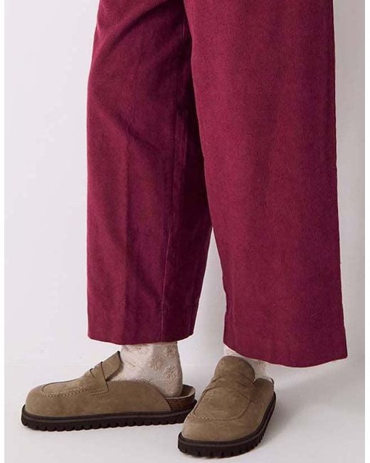 Monsoon Red Genuins Nubuck Moccasin Clogs Brown