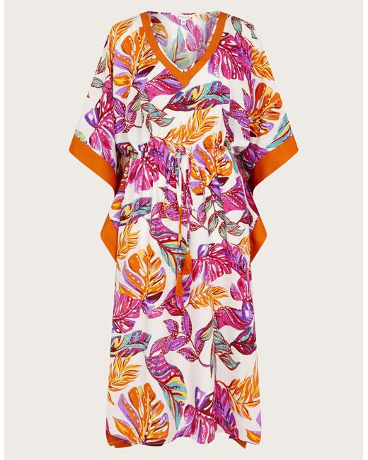Monsoon White Palm Print Cover Up