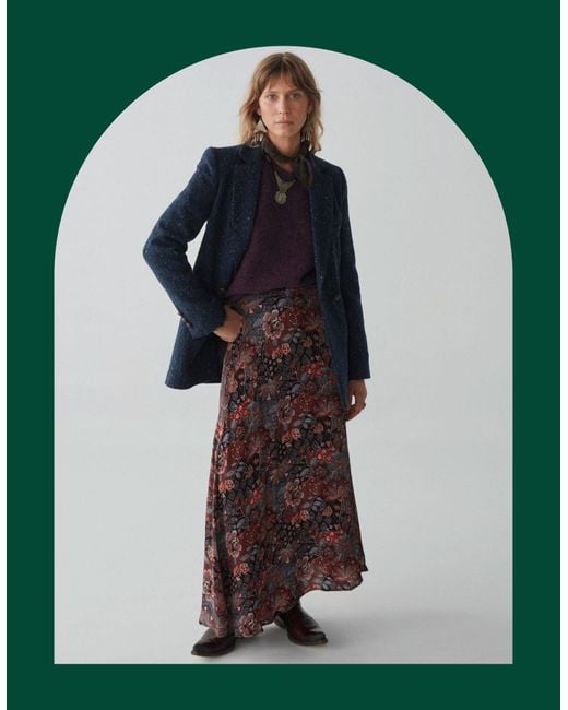 Monsoon Green Maison Hotel Paisley Printed Midi Skirt Blue