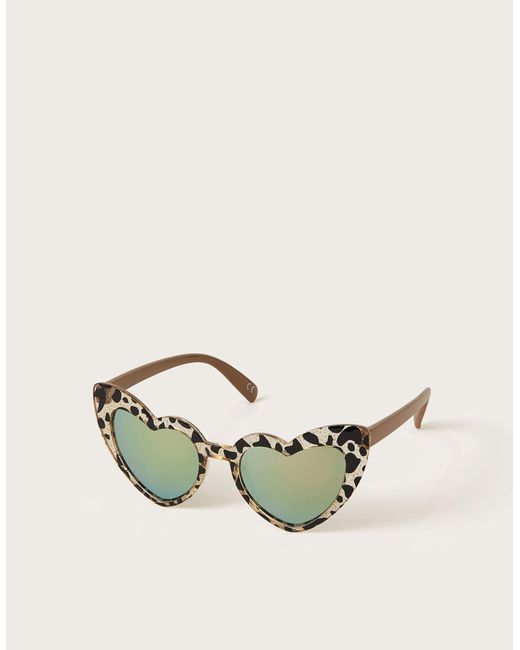 Monsoon Natural Heart-shape Leopard Print Sunglasses