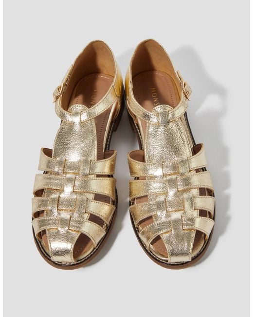 Monsoon Metallic Brady Leather Fisherman Sandals Gold
