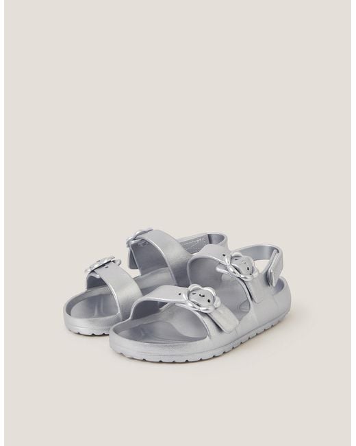 Monsoon Metallic Eva Buckle Strap Sandals Silver
