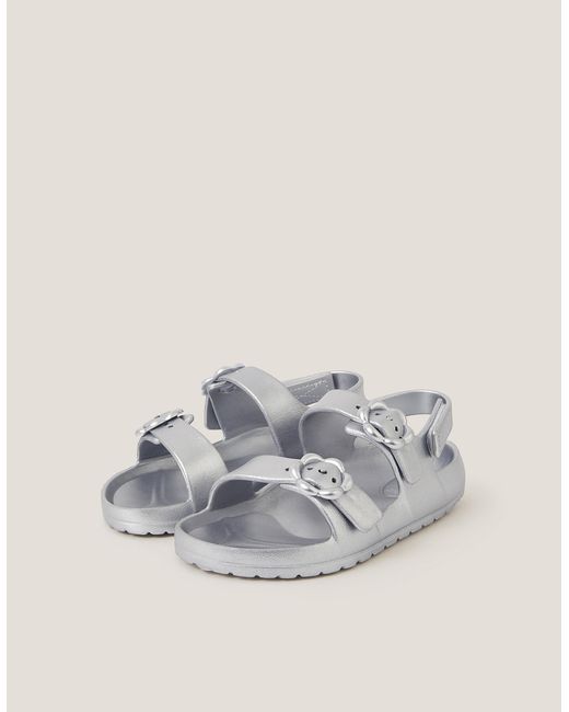Monsoon Metallic Eva Buckle Strap Sandals Silver
