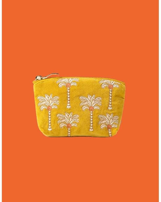 Monsoon Orange Elizabeth Scarlett Sunrise Palm Velvet Coin Purse