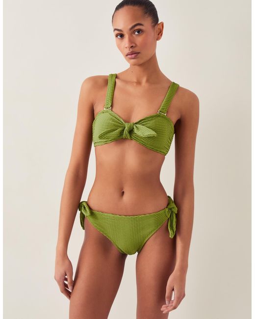 Monsoon Alina Rib Tie-side Bikini Bottom Green